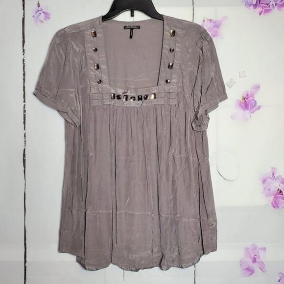 Daisy Fuentes Tops - Daisy Fuentes Metallic Embellished Jewel Square Neck Blouse 1X